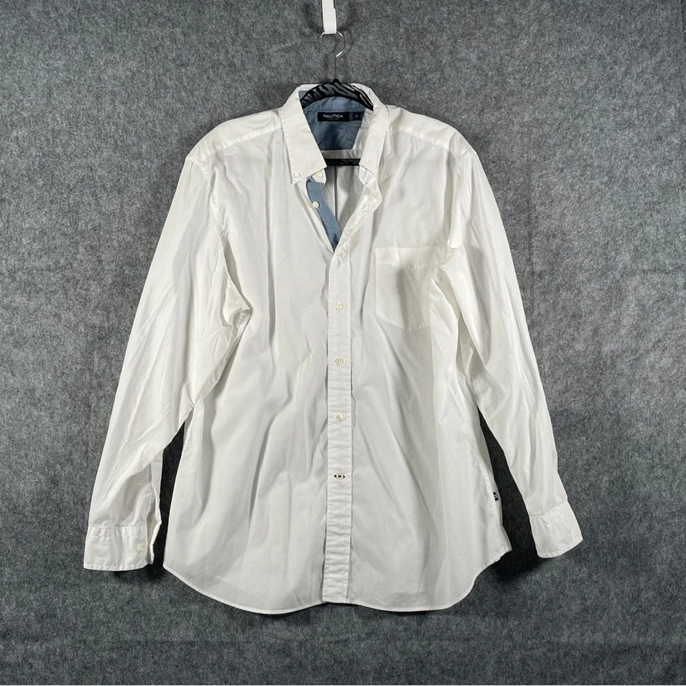 Nautica Mens White Button Down Shirt Size XL - Picture 1 of 6